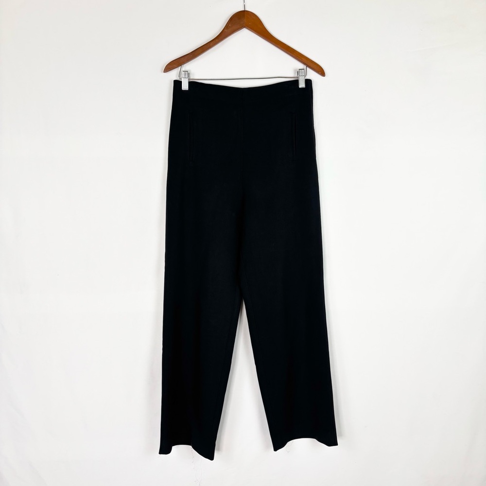 Scanlan Theodore High Rise Wide Straight‎ Leg Pant Size 4 Black Stretch